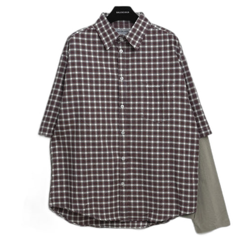 BALENCIAGA Design Sleeve Shirt "Red/Navy"