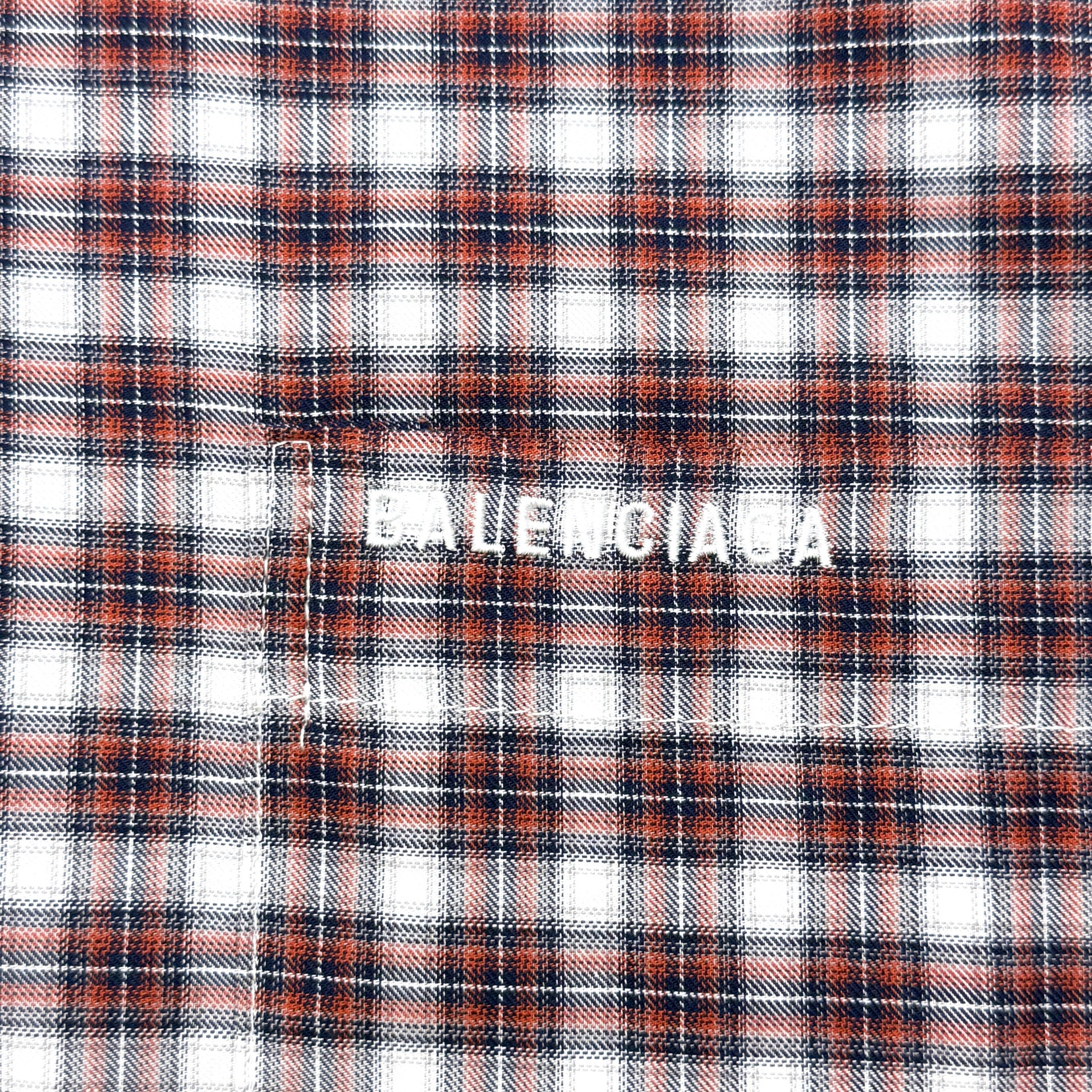 BALENCIAGA Design Sleeve Shirt "Red/Navy"